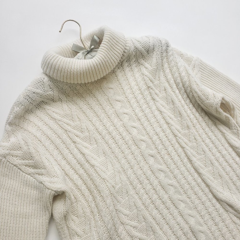 ASOS Cream Ivory Turtleneck Cable Knit Sweater Dress Size 6